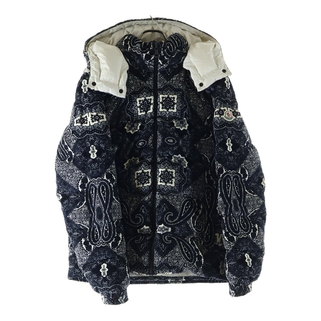 MONCLER(モンクレール) 23AW GARTEMPE GIUBBOTTO ガルテンプ ペイズリー総柄 ベルベットダウンジャケット フーディ ブラック I20911A00022 596X4