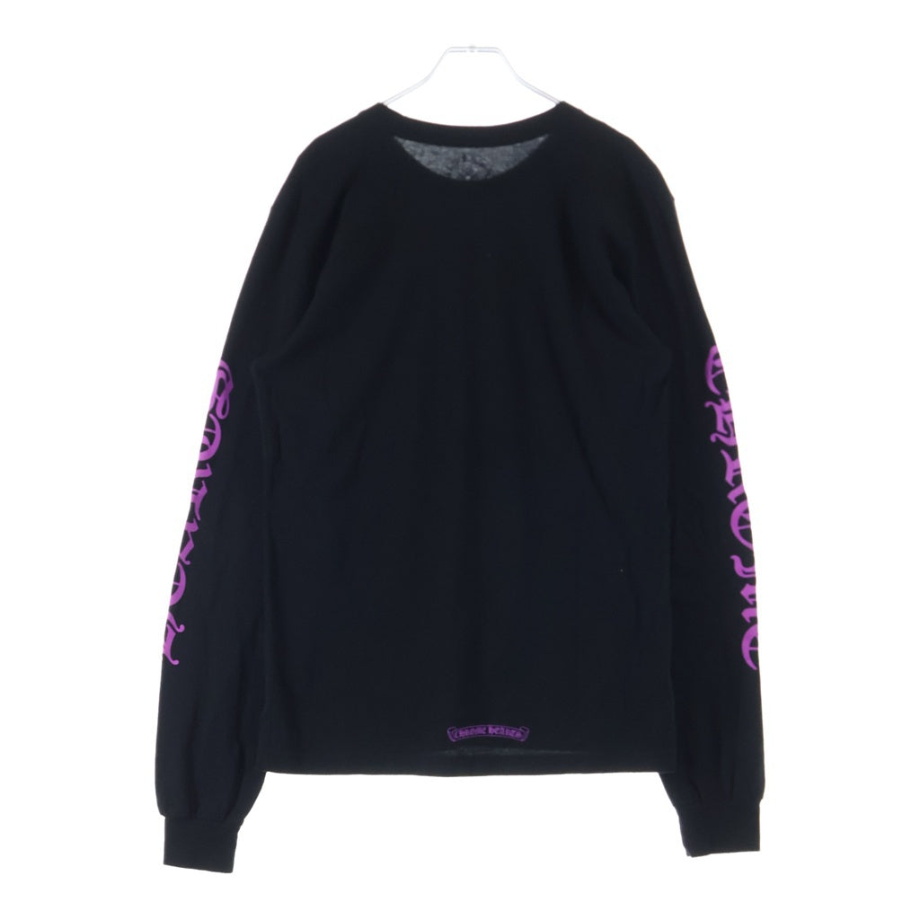 CHROME HEARTS(クロムハーツ) Neck Logo L/S Tee ネックロゴプリント ロングスリーブ 長袖Tシャツ カットソー ブラック/パープル
