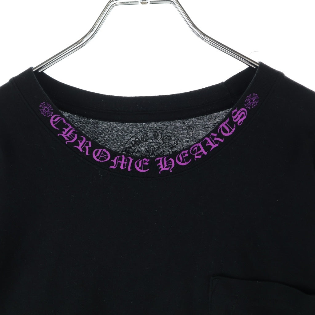 CHROME HEARTS(クロムハーツ) Neck Logo L/S Tee ネックロゴプリント ロングスリーブ 長袖Tシャツ カットソー ブラック/パープル