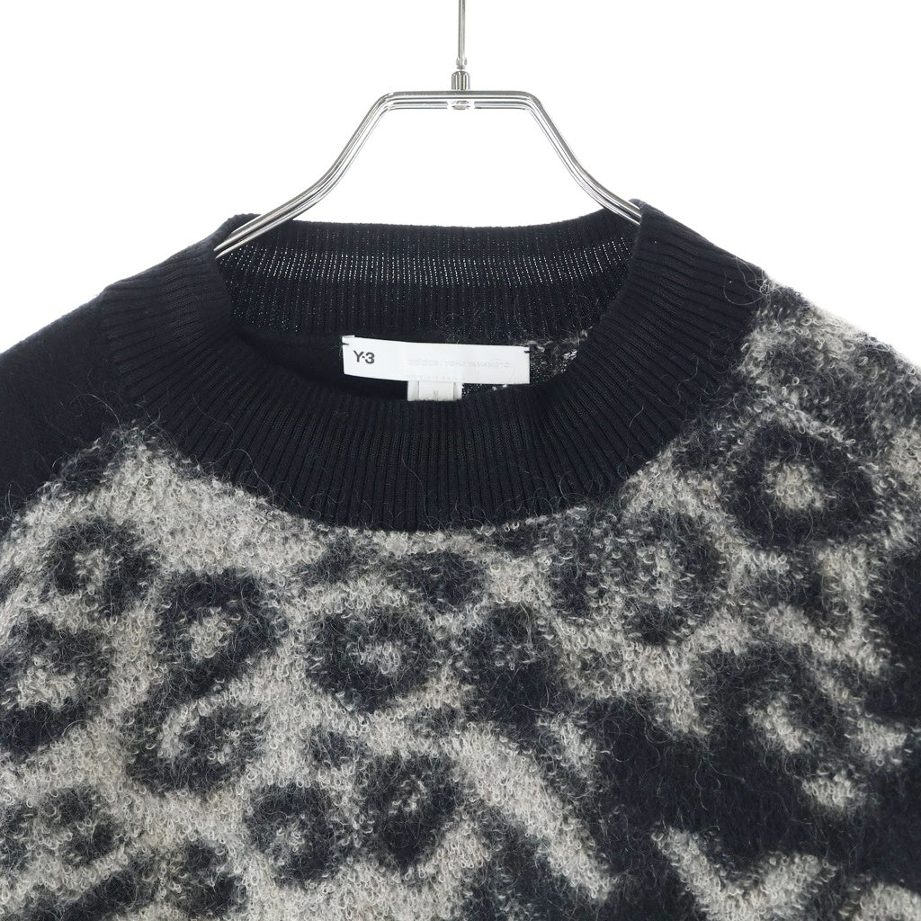 Y-3(ワイスリー) U Leopard Knit Crew Sweat レオパード モヘヤ ニット スウェット ブラック