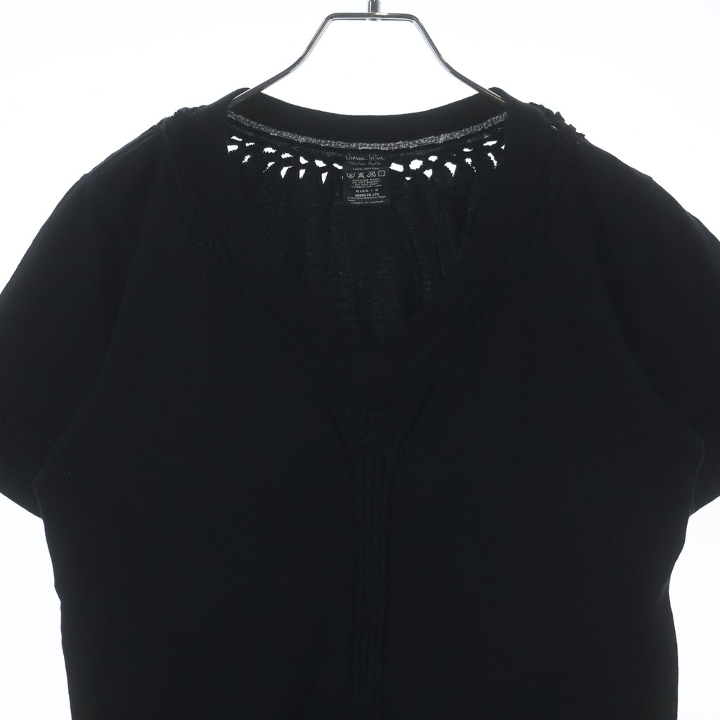 NUMBER (N)INE(ナンバーナイン) 07SS ABOUT A BOY期 アバウト ア ボーイ 編み込み Vネック 半袖 Tシャツ カットソー ブラック