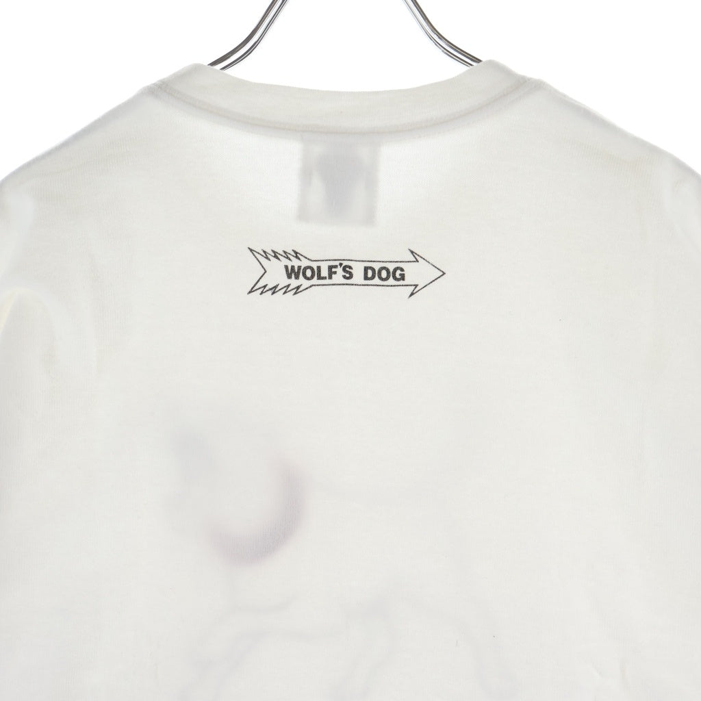 m&m(エムアンドエム) Wolfs Head Unrivaled ウルフズヘッド アンライバルド スタッズ ドッグ プリント クルーネック半袖Tシャツ カットソー ホワイト