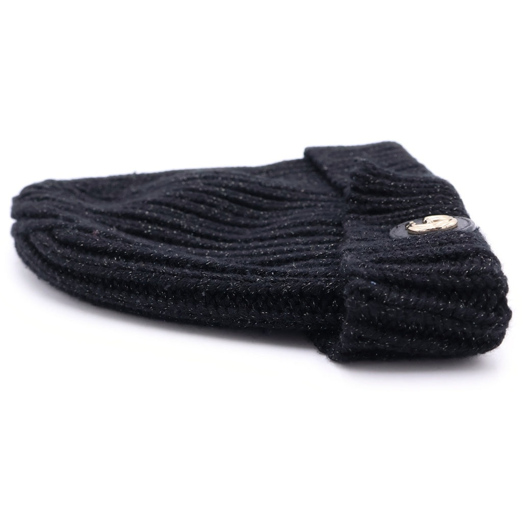 GUCCI(グッチ) GGロゴ パッチ ウール リブニット ラメ ハット ブラック 809172 3GAAB