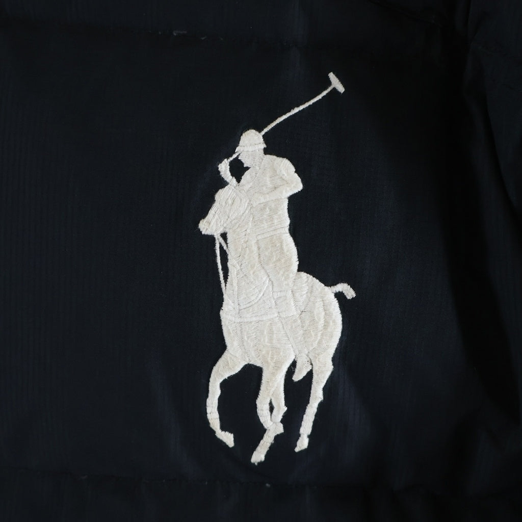 POLO RALPH LAUREN(ポロラルフローレン) フロントビッグポニー刺繍 ナイロン ダウンジャケット ブラック/レッド