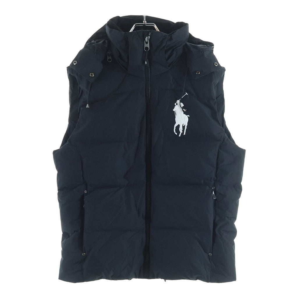 POLO RALPH LAUREN(ポロラルフローレン) フロントビッグポニー刺繍 ナイロン ダウンベスト ブラック