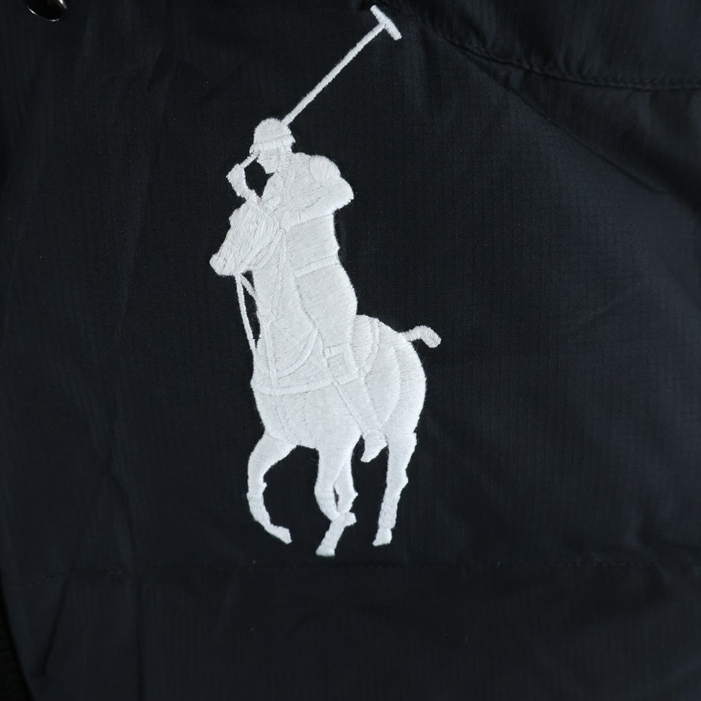 POLO RALPH LAUREN(ポロラルフローレン) フロントビッグポニー刺繍 ナイロン ダウンベスト ブラック