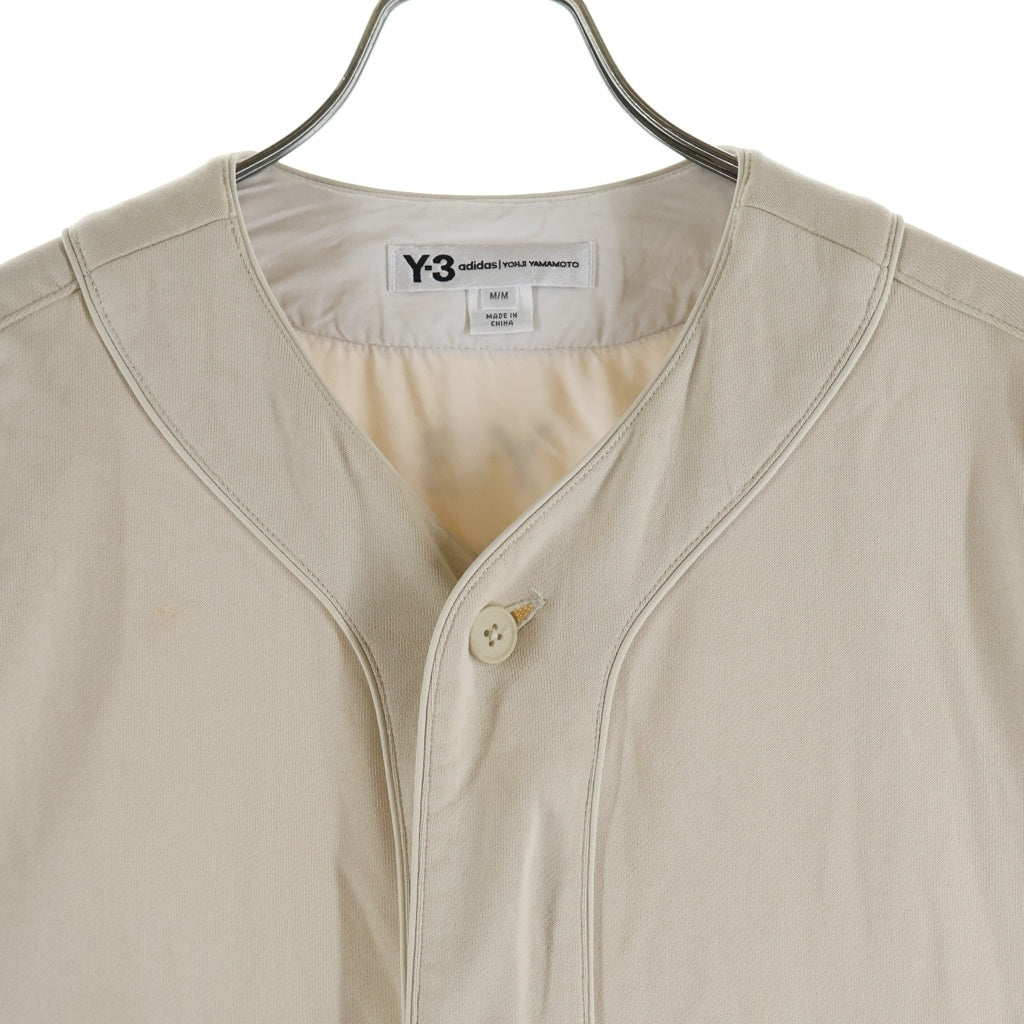 Y-3(ワイスリー) M FT YOHJI LETTERS BASEBALL SHIRT レターズベースボールシャツ フロントロゴ刺繍 長袖シャツ ベージュ FJ0435