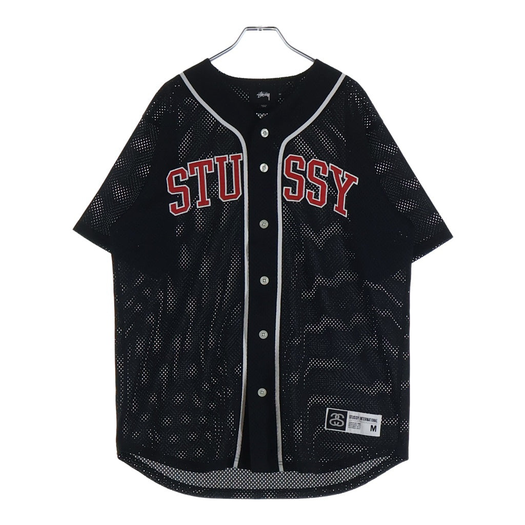 STUSSY(ステューシー) Baseball Shirt フロントロゴ ベースボール メッシュ ゲーム半袖シャツ ブラック 114763Z