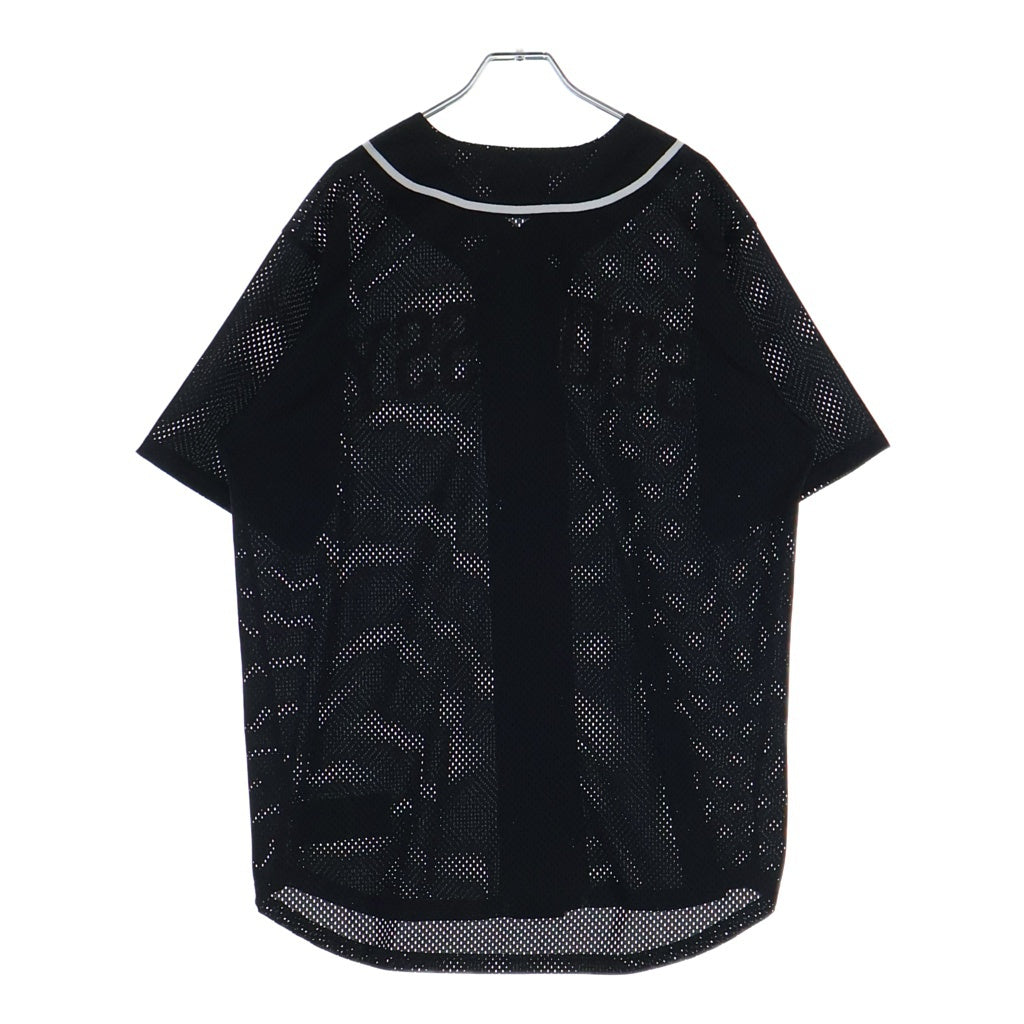 STUSSY(ステューシー) Baseball Shirt フロントロゴ ベースボール メッシュ ゲーム半袖シャツ ブラック 114763Z