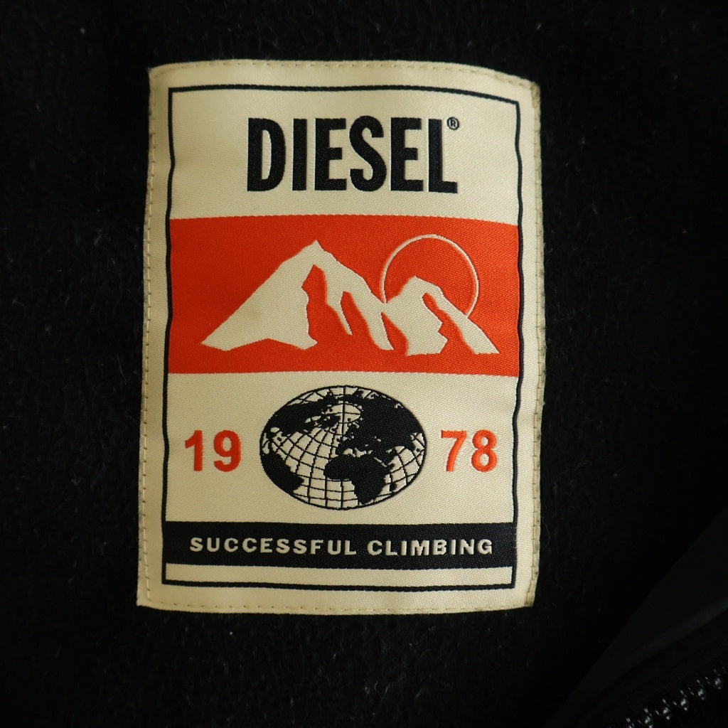 DIESEL(ディーゼル) S-TEDER SWEAT SHIRT ロゴパッチ フリース ジップアップパーカー フーディー ブラック