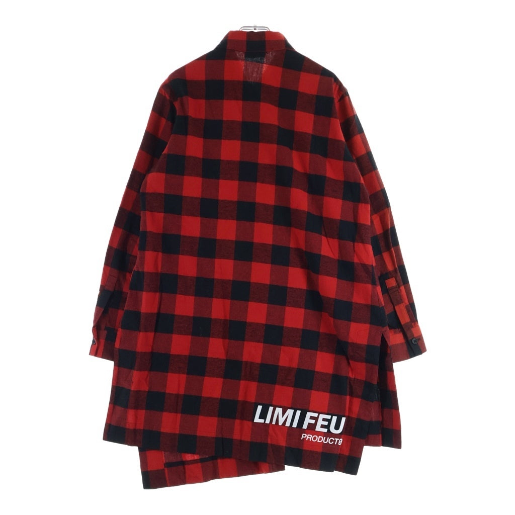 LIMI feu(リミフゥ) チェック総柄 バックロゴプリント 長袖シャツ レッド/ブラック