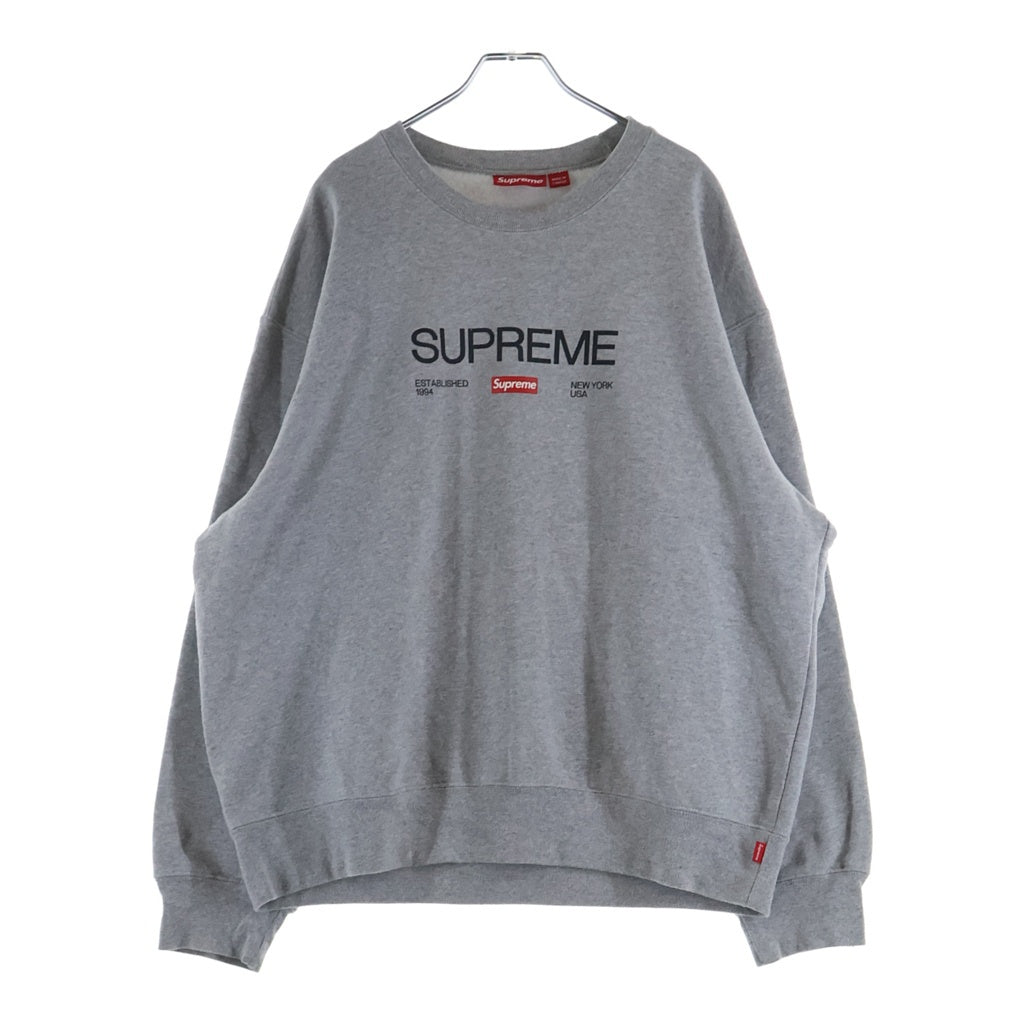 SUPREME(シュプリーム) 24SS Established Crewneck エスタブリッシュド クルーネック スウェットトレーナー グレー