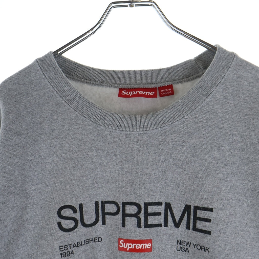 SUPREME(シュプリーム) 24SS Established Crewneck エスタブリッシュド クルーネック スウェットトレーナー グレー