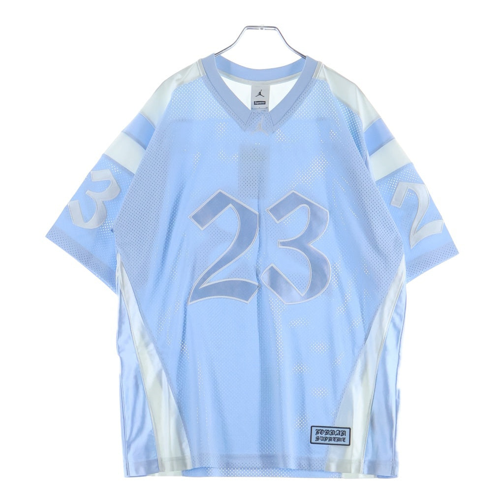 SUPREME(シュプリーム) 26SS ×Jordan Warm Up Jersey ジョーダン ウォームアップジャージ 両面刺繍 メッシュ 半袖Tシャツ カットソー ライトブルー