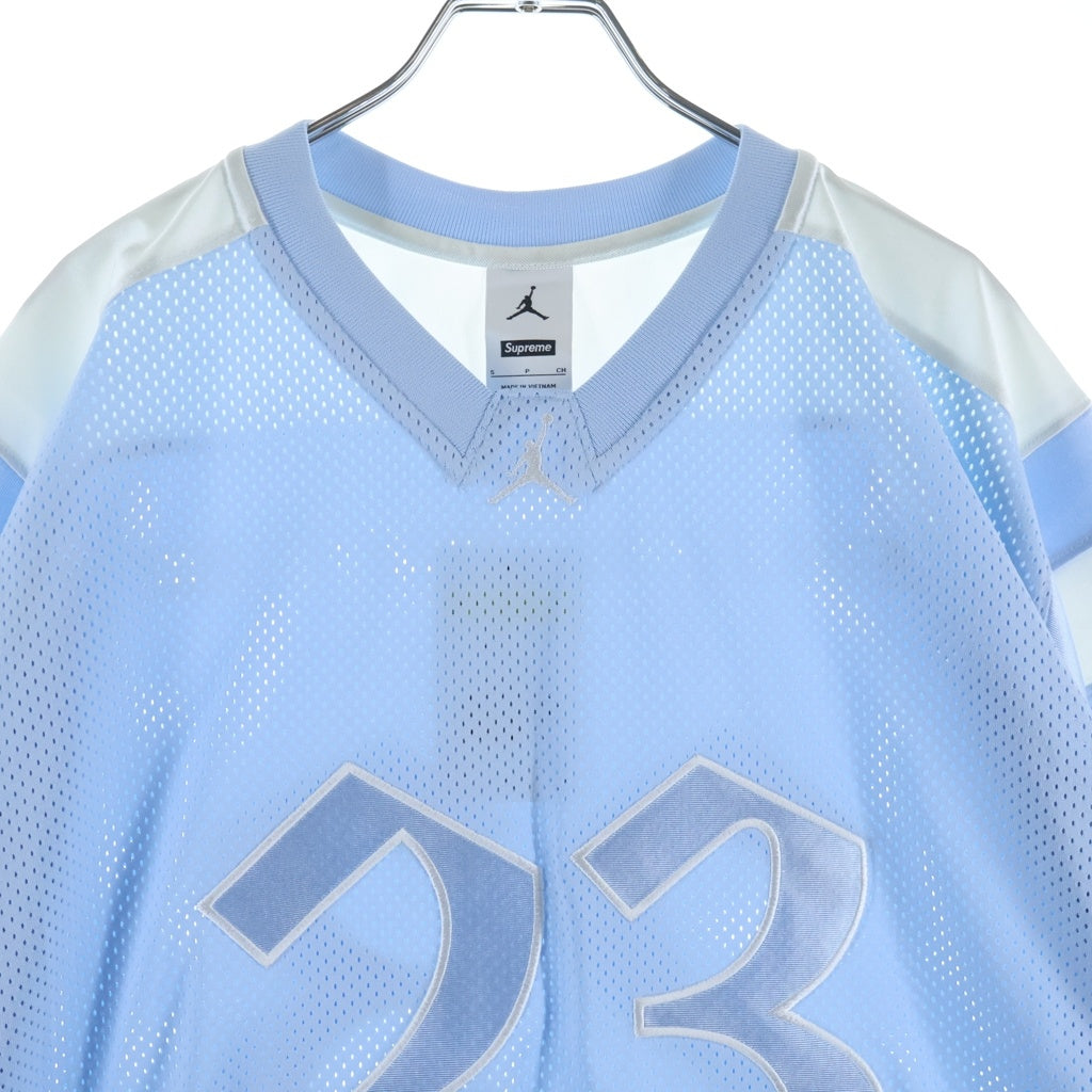 SUPREME(シュプリーム) 26SS ×Jordan Warm Up Jersey ジョーダン ウォームアップジャージ 両面刺繍 メッシュ 半袖Tシャツ カットソー ライトブルー