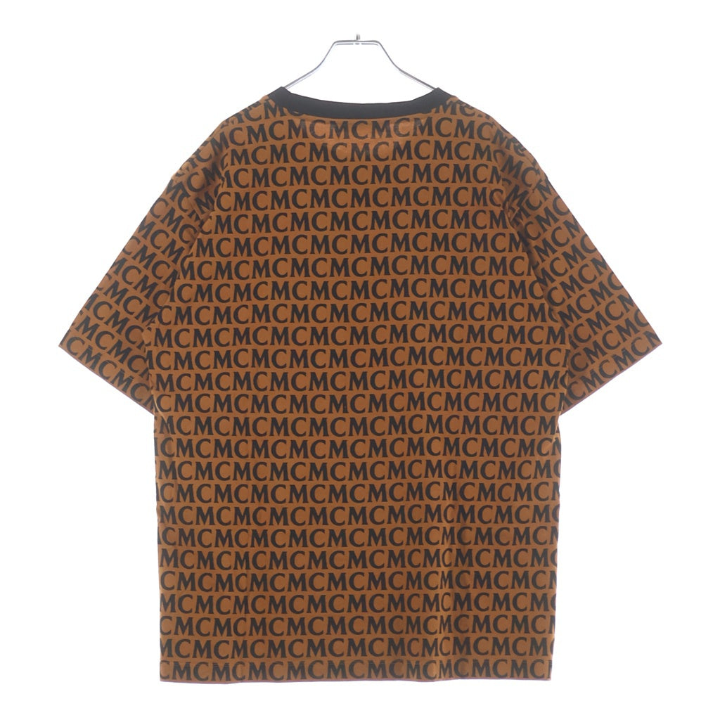 MCM(エム シー エム) Monogram Print T-shirt モノグラムプリント 総柄 リンガー 半袖Tシャツ カットソー ブラウン