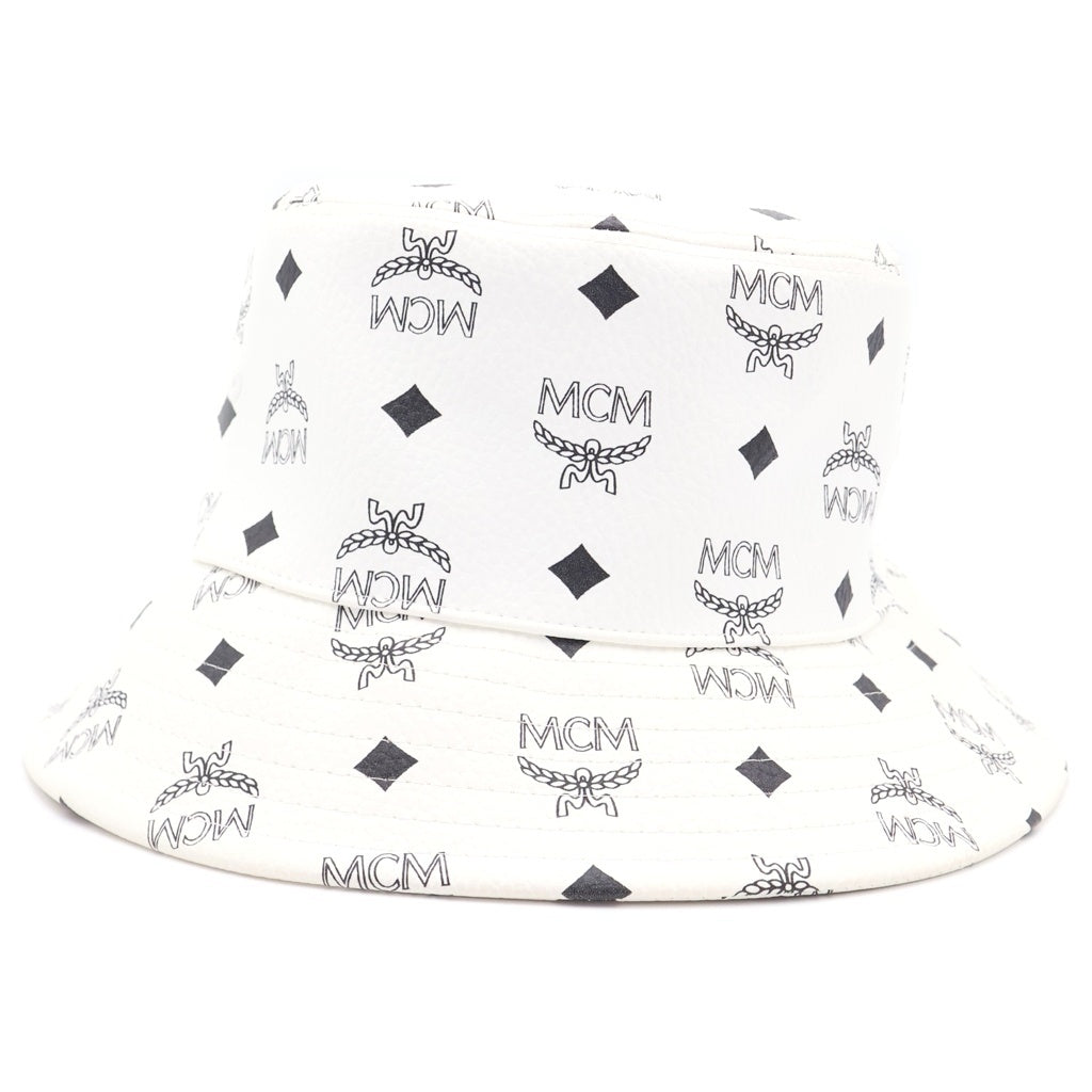 MCM(エム シー エム) PVC Patterned Bucket Hat ロゴプリント パターンドバケットハット ホワイト