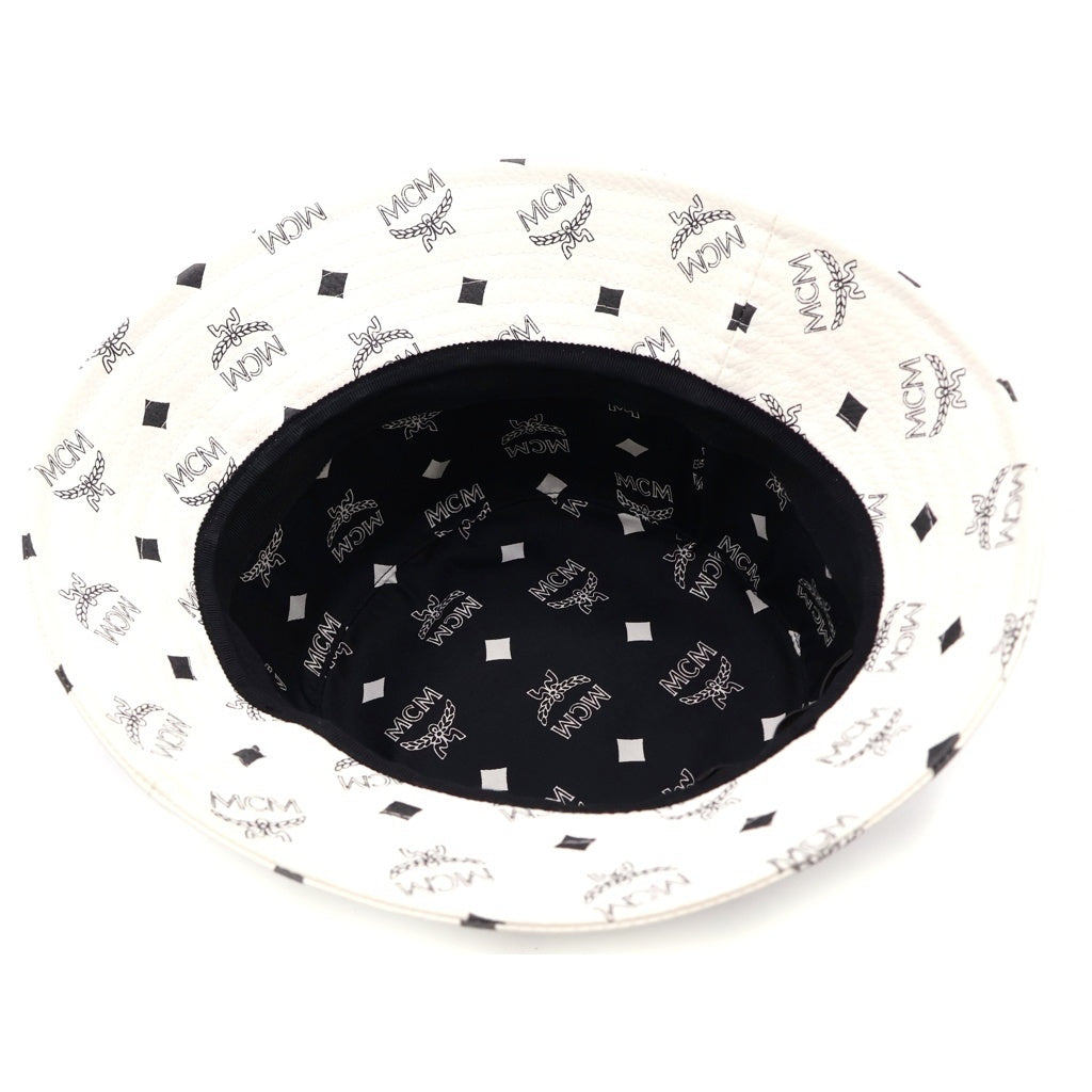 MCM(エム シー エム) PVC Patterned Bucket Hat ロゴプリント パターンドバケットハット ホワイト