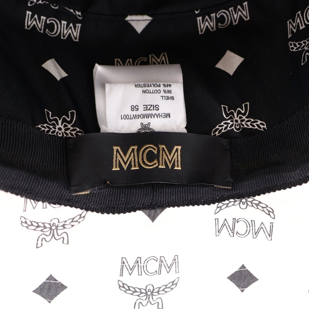 MCM(エム シー エム) PVC Patterned Bucket Hat ロゴプリント パターンドバケットハット ホワイト