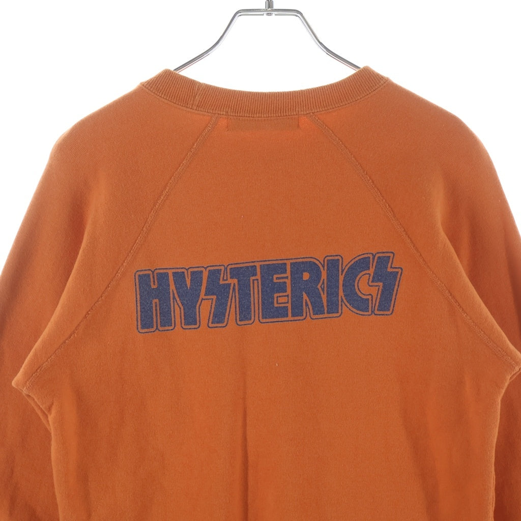 HYSTERIC GLAMOUR(ヒステリックグラマー) Fuck Up TV Graphic Sweat Shirt ファックアップ グラフィック クルーネック スウェットシャツ オレンジ レディース