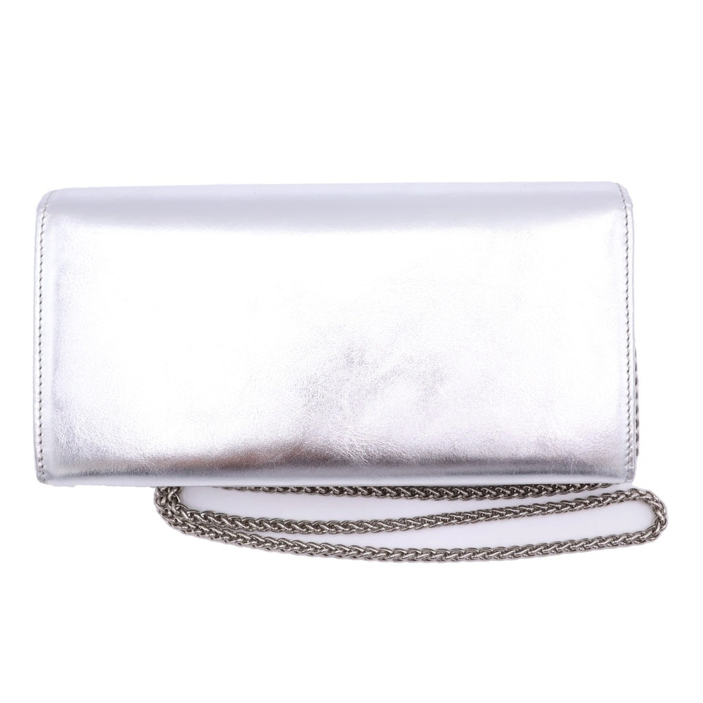 Vivienne Westwood(ヴィヴィアンウエストウッド) Metalic Leather Wallet Bag メタリック レザー ウォレット ショルダー バッグ シルバー