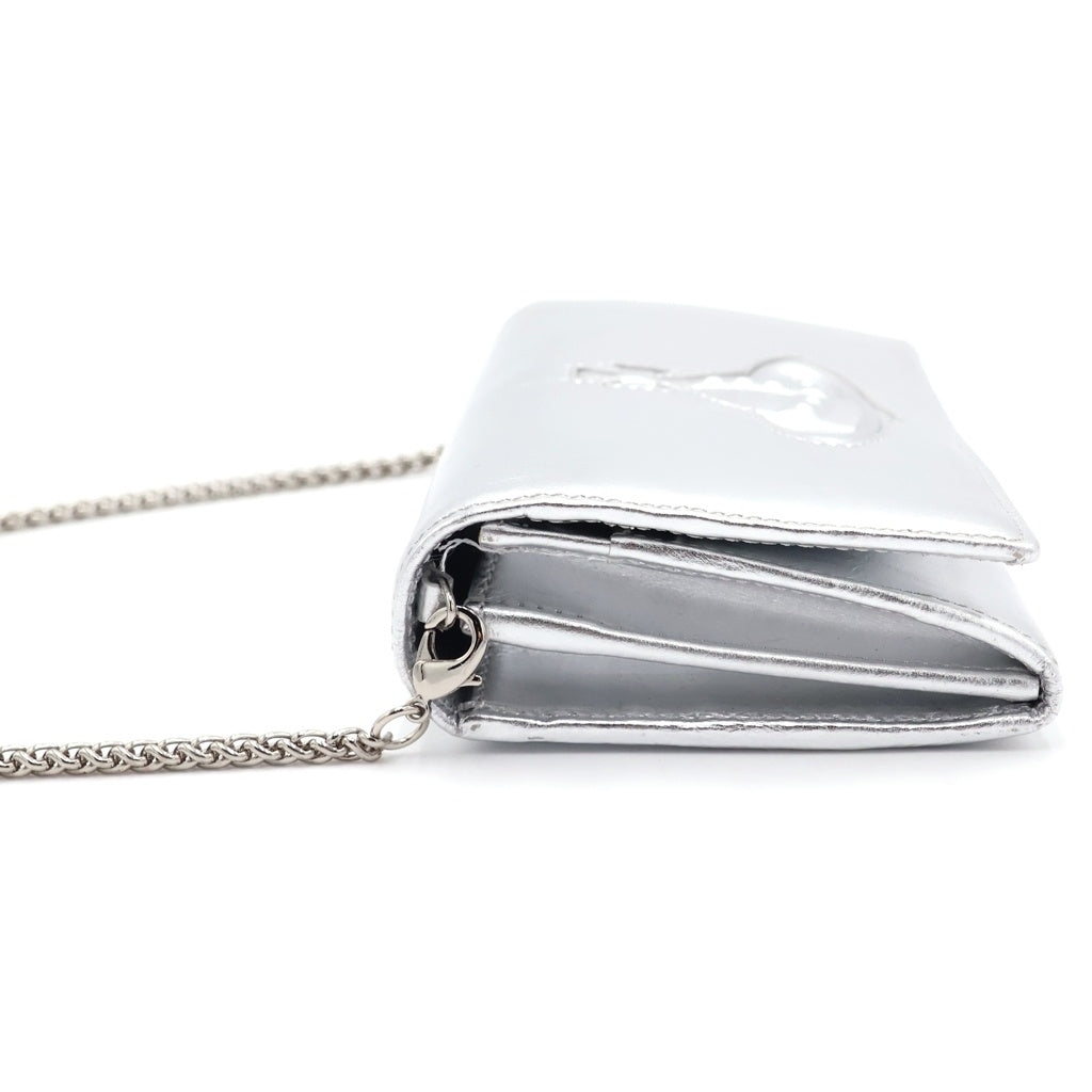 Vivienne Westwood(ヴィヴィアンウエストウッド) Metalic Leather Wallet Bag メタリック レザー ウォレット ショルダー バッグ シルバー