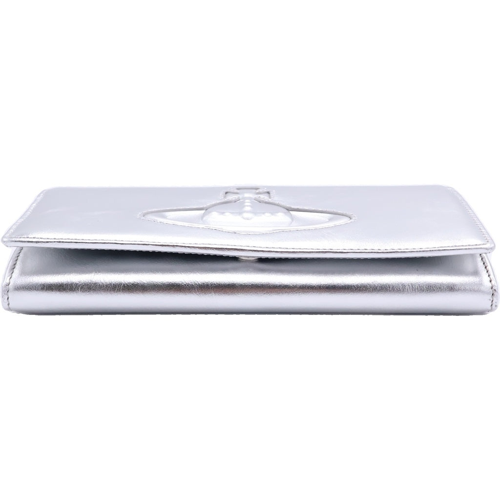 Vivienne Westwood(ヴィヴィアンウエストウッド) Metalic Leather Wallet Bag メタリック レザー ウォレット ショルダー バッグ シルバー