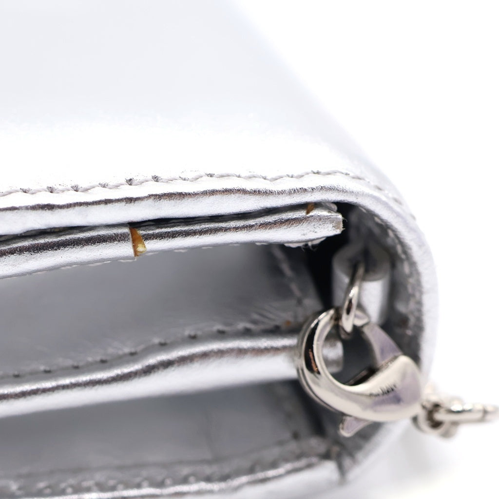 Vivienne Westwood(ヴィヴィアンウエストウッド) Metalic Leather Wallet Bag メタリック レザー ウォレット ショルダー バッグ シルバー