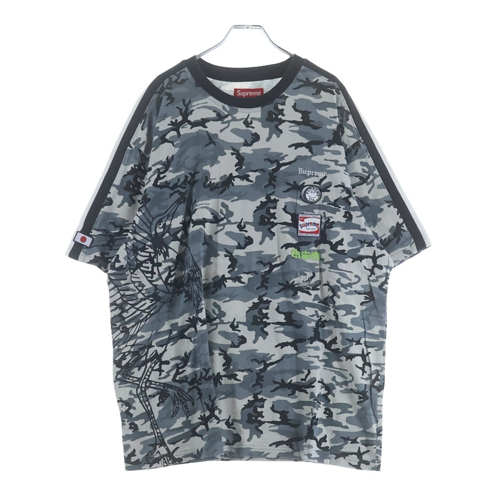 SUPREME(シュプリーム) 25AW Crane S/S Top カモ総柄 クレーン フロントロゴ刺繍 半袖Tシャツ カットソー グレー