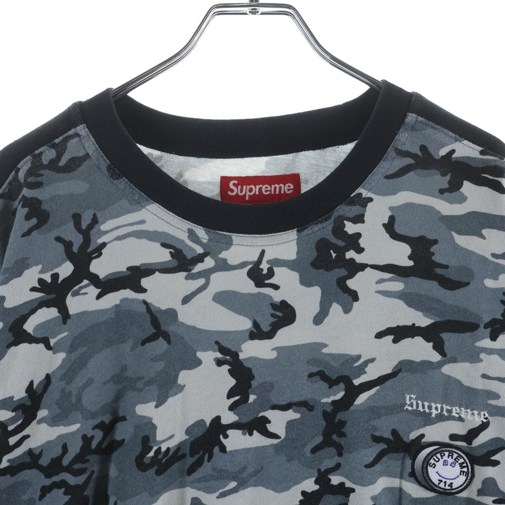 SUPREME(シュプリーム) 25AW Crane S/S Top カモ総柄 クレーン フロントロゴ刺繍 半袖Tシャツ カットソー グレー