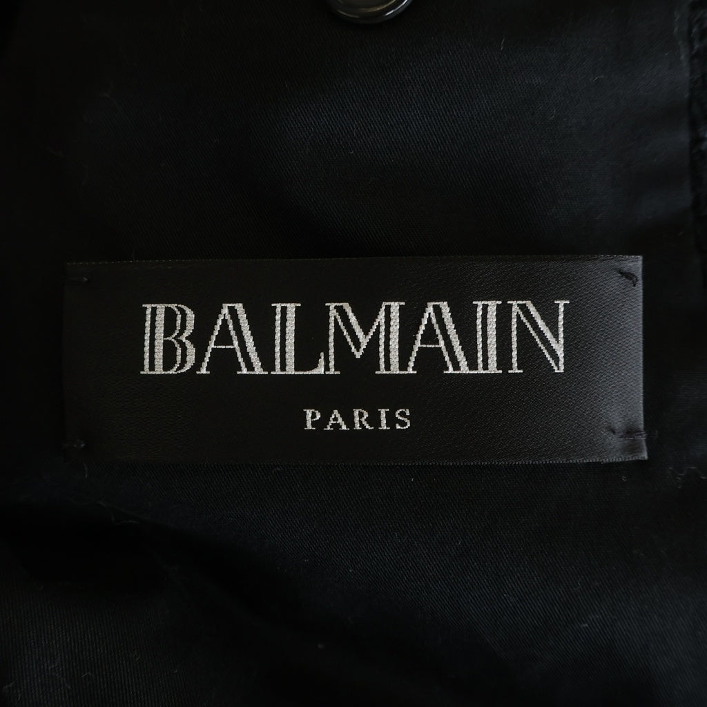 BALMAIN(バルマン) Logo Patch Tweed Blazer ロゴワッペン ツイード 袖チェーン装飾 ブレザー ジャケット ブラック S8H7010T338B