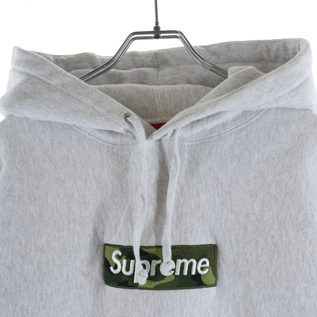 SUPREME(シュプリーム) 23AW Box Logo Hooded sweatshirt 迷彩柄 ボックスロゴデザイン フーデッド プルオーバースウェットパーカー グレー