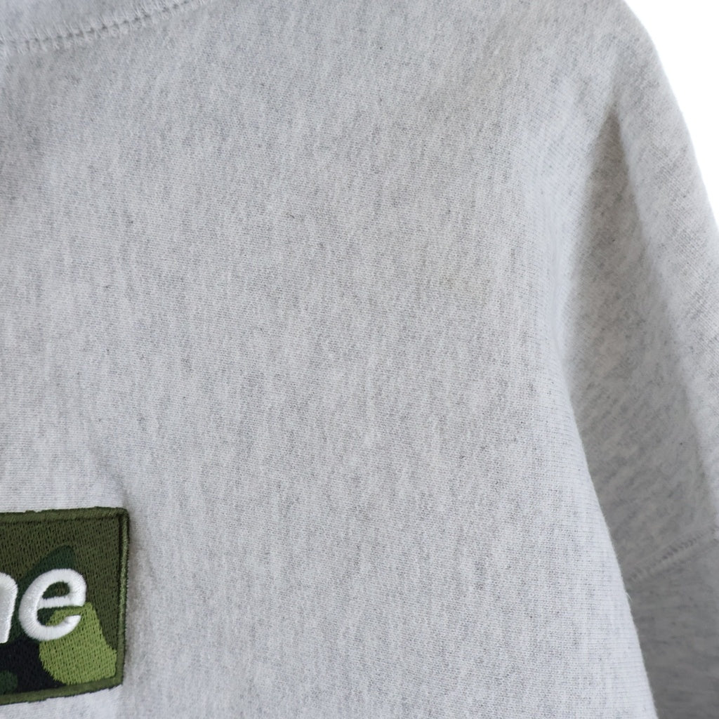 SUPREME(シュプリーム) 23AW Box Logo Hooded sweatshirt 迷彩柄 ボックスロゴデザイン フーデッド プルオーバースウェットパーカー グレー