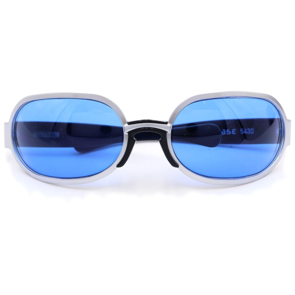 NO BRAND(ノーブランド) GLOBAL EYEWARE(グローバルアイウェア) 5430 メタルフレーム サングラス 眼鏡 アイウェア シルバー/ブルー
