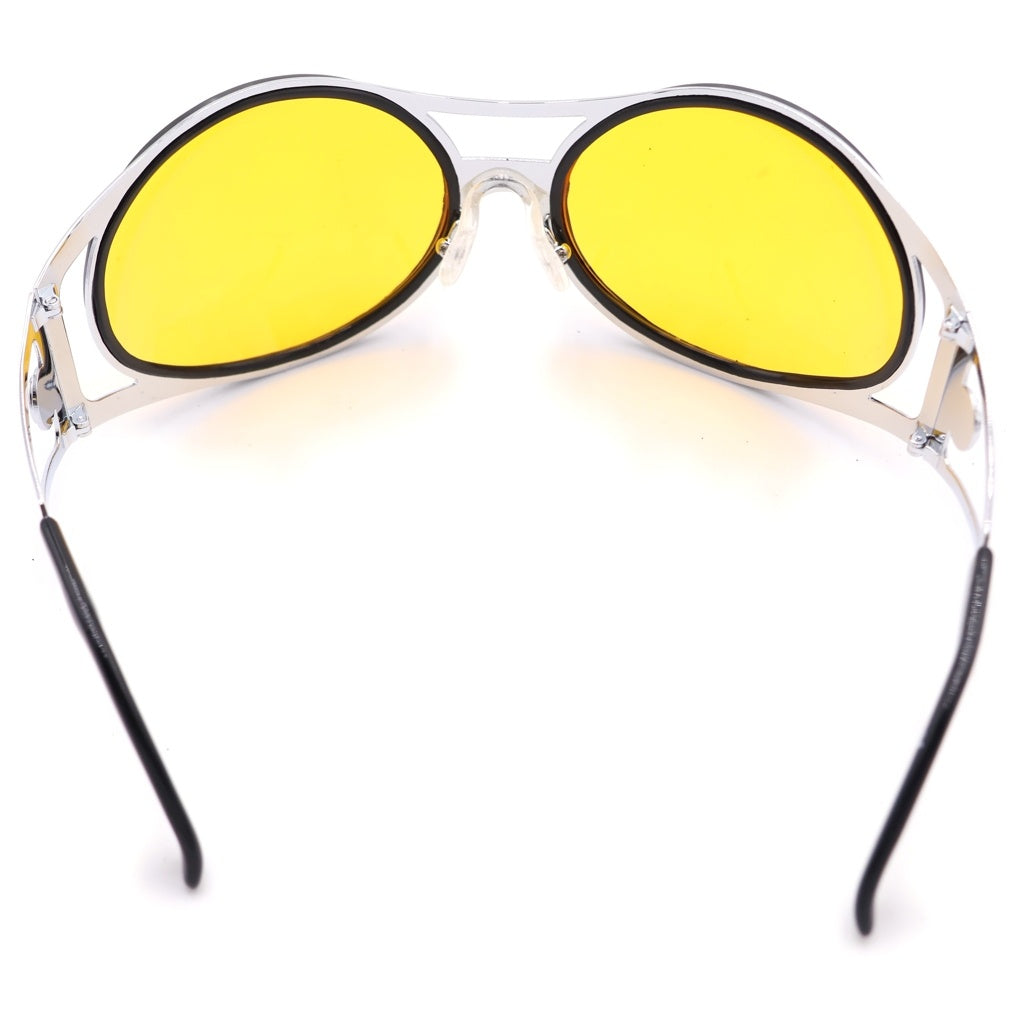 NO BRAND(ノーブランド) GLOBAL EYEWARE(グローバルアイウェア) BT001 メタルフレーム サングラス 眼鏡 アイウェア シルバー/イエロー