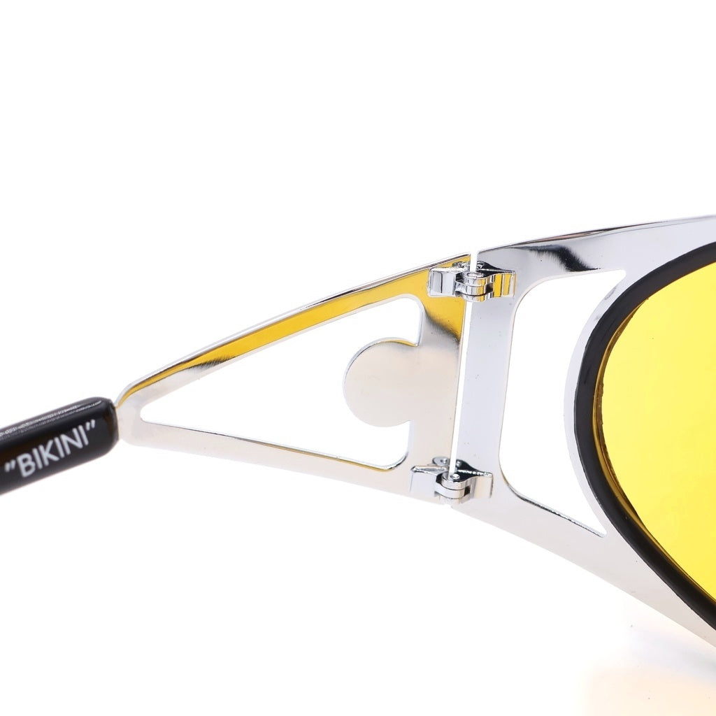 NO BRAND ノーブランド GLOBAL EYEWARE(グローバルアイウェア) BT001 メタルフレーム サングラス 眼鏡 アイウェア シルバー/イエロー NO BRAND(ノーブランド) GLOBAL EYEWARE(グローバルアイウェア) BT001