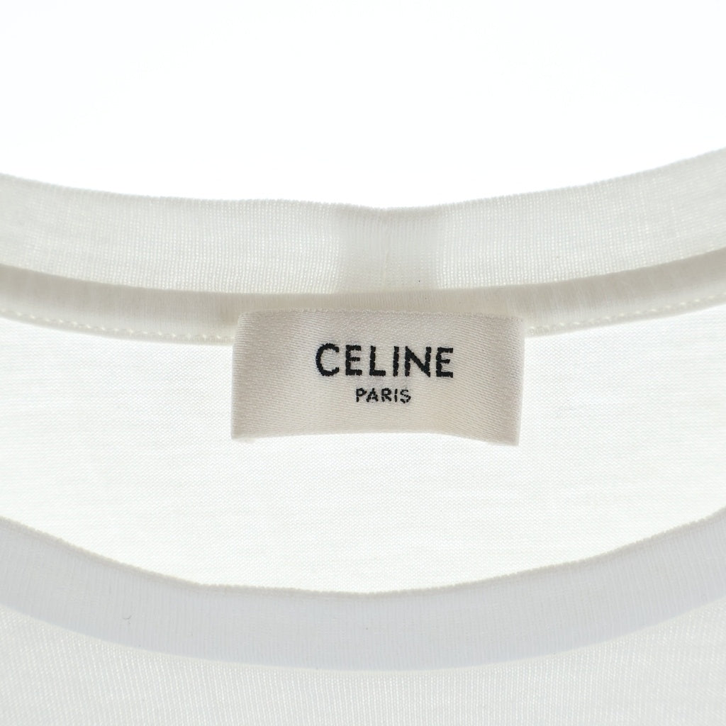 CELINE(セリーヌ) EMBROIDERED T-SHIRT フロントロゴ刺繍 コットン 半袖Tシャツ カットソー ホワイト 2X351671Q レディース