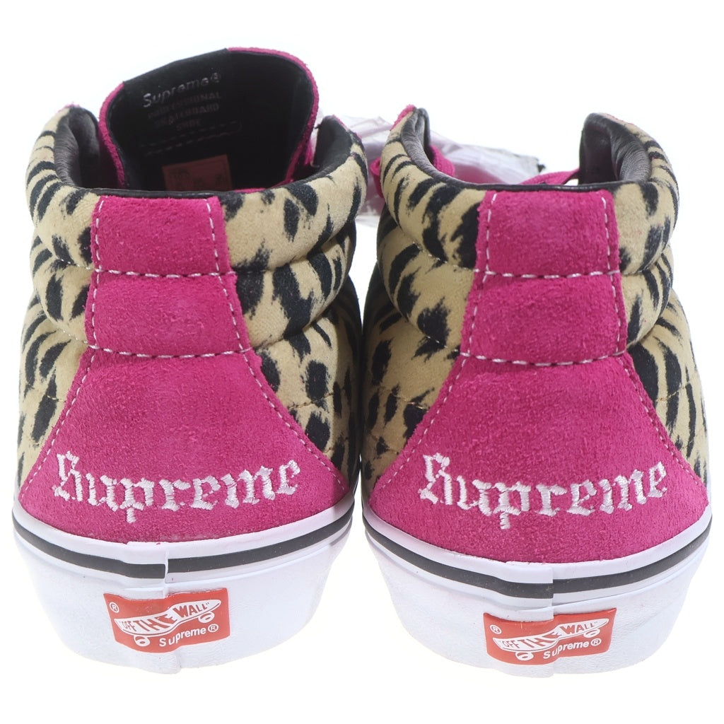 SUPREME(シュプリーム) 17SS ×VANS Sk8 Mid Velvet Leopard Magenta バンズ スケート ベルベット レオパード マゼンタ ミッドカットスニーカー ブラウン/ピンク US10/28cm VN0A347UOPL