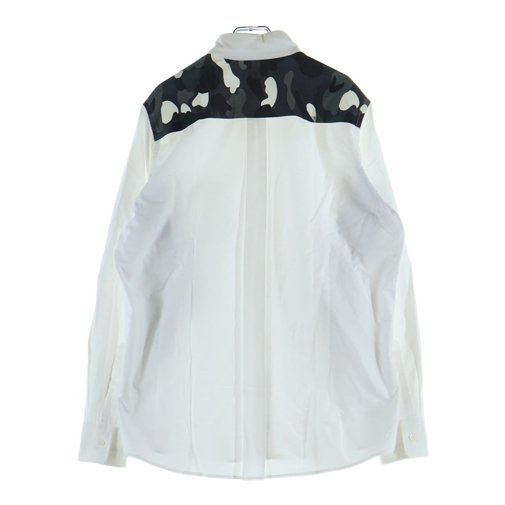 A BATHING APE(アベイシングエイプ) OXFORD BD Shirts カモフラ切替 コットン 長袖シャツ ホワイト/ブラック 001SHB701002X