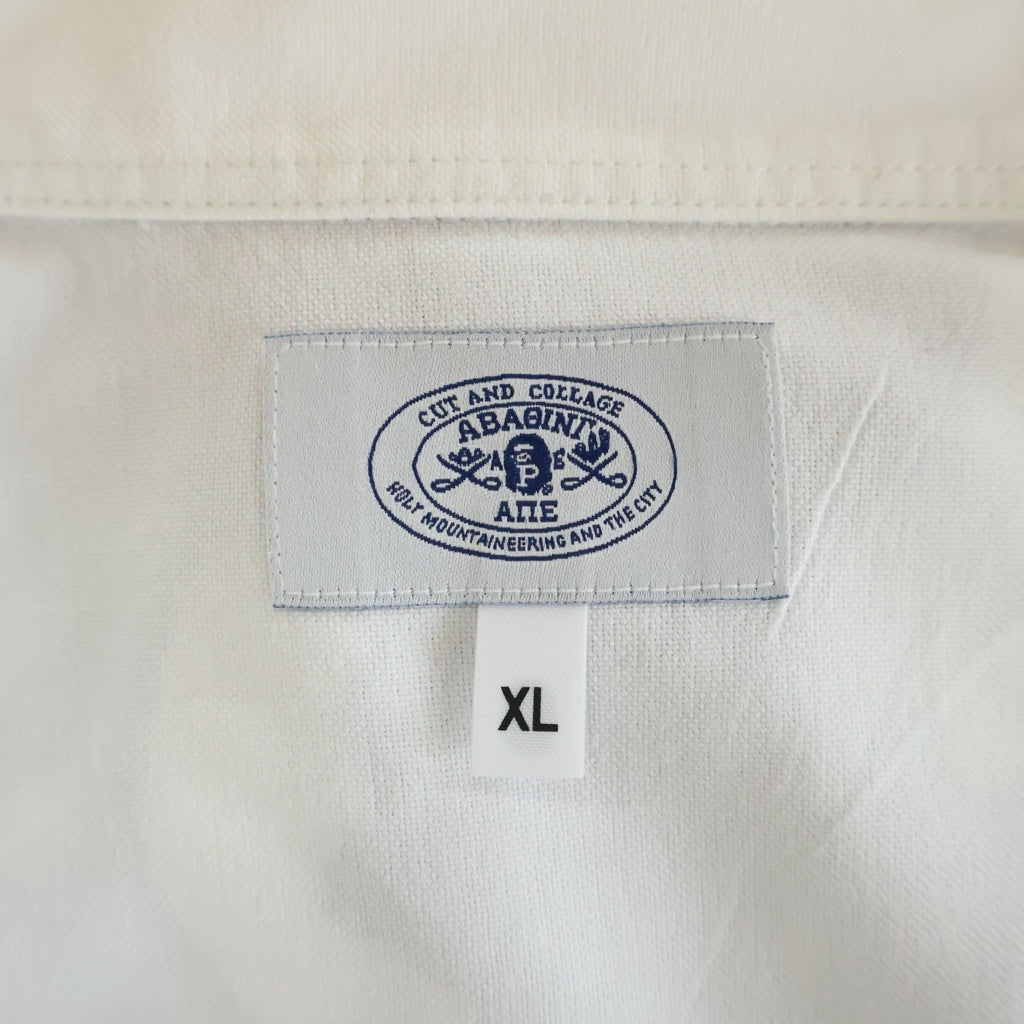 A BATHING APE(アベイシングエイプ) OXFORD BD Shirts カモフラ切替 コットン 長袖シャツ ホワイト/ブラック 001SHB701002X