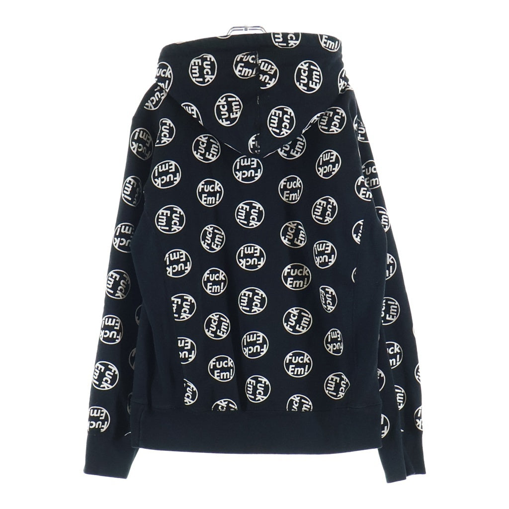 SUPREME(シュプリーム) 14AW FUCK EM! Pullover ファック 総柄 プルオーバーパーカー フーディー ブラック