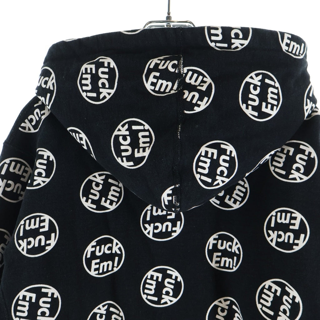 SUPREME(シュプリーム) 14AW FUCK EM! Pullover ファック 総柄 プルオーバーパーカー フーディー ブラック