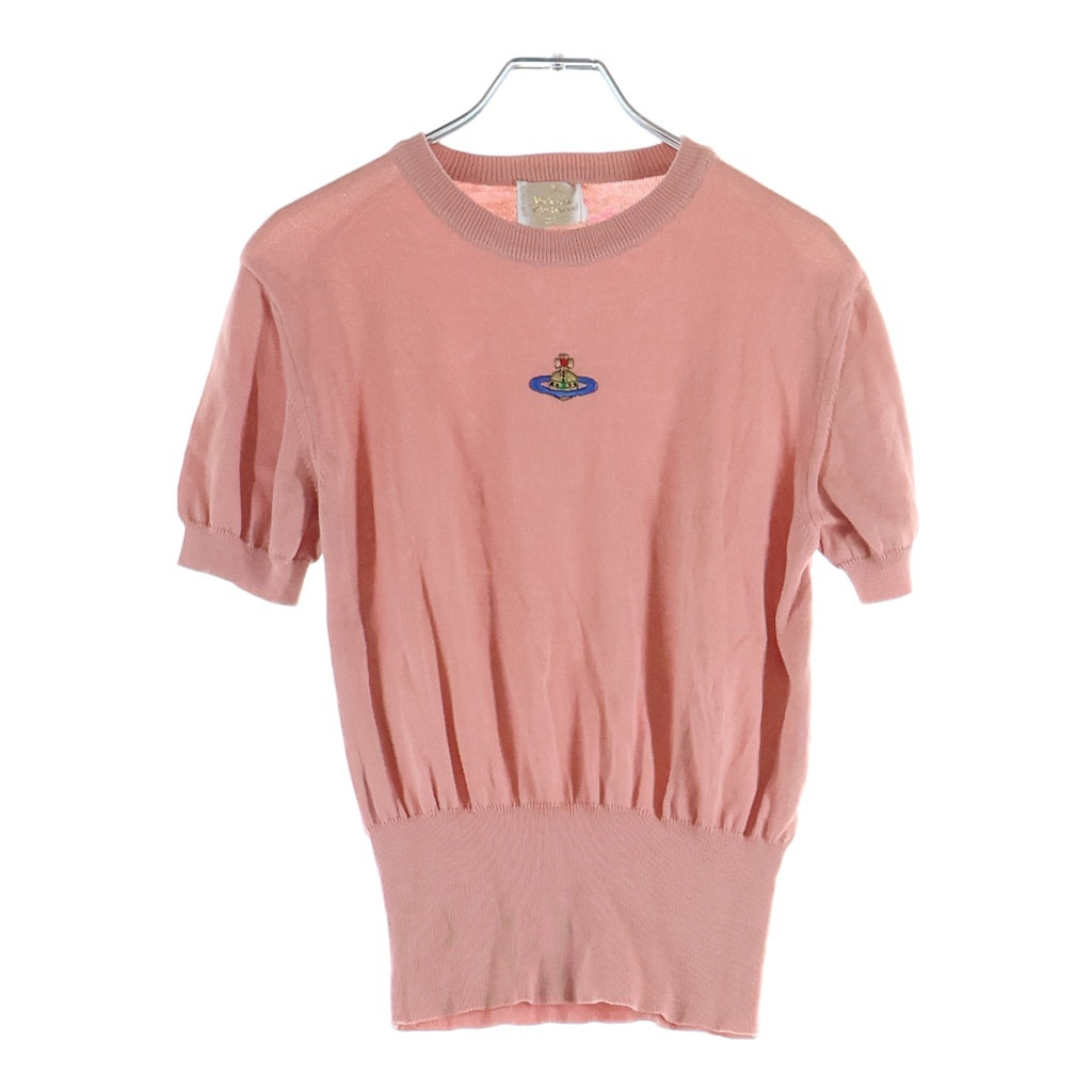 Vivienne Westwood(ヴィヴィアンウエストウッド) GOLD LABEL フロントオーブ刺繍 ニット 半袖Tシャツ カットソー ピンク レディース