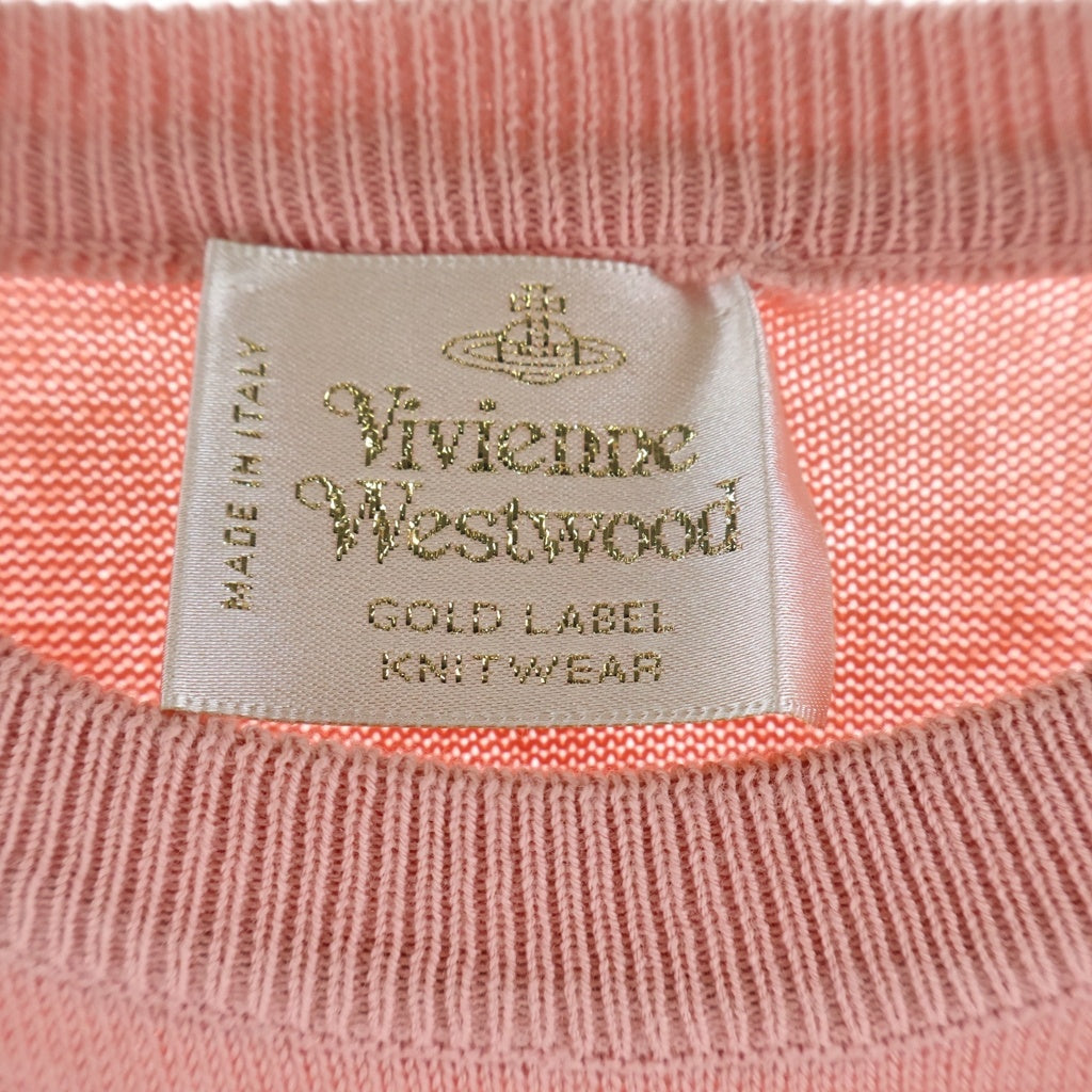 Vivienne Westwood(ヴィヴィアンウエストウッド) GOLD LABEL フロントオーブ刺繍 ニット 半袖Tシャツ カットソー ピンク レディース