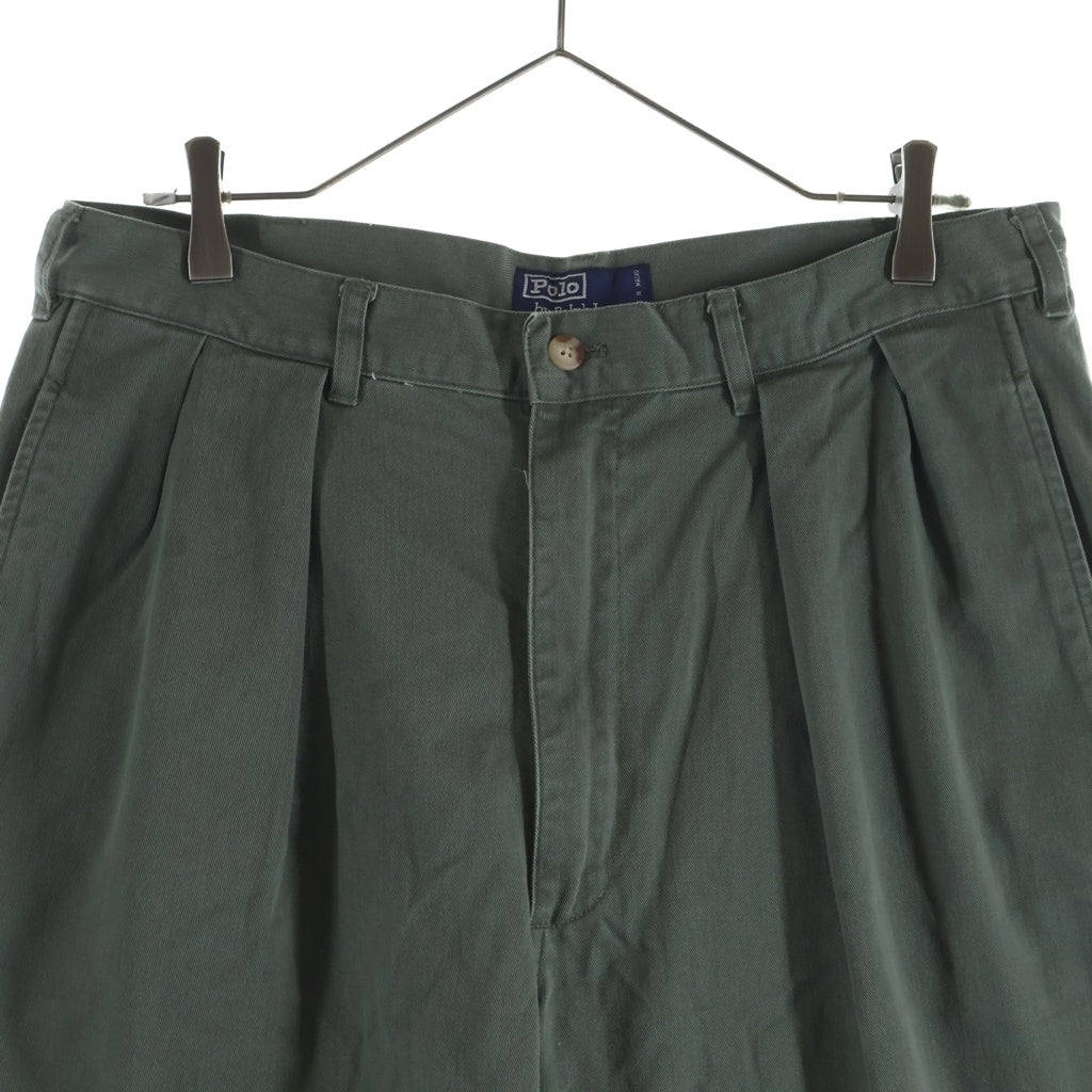 POLO RALPH LAUREN(ポロラルフローレン) 90s USA製 スクエアタグ 2タック チノパンツ カーキ