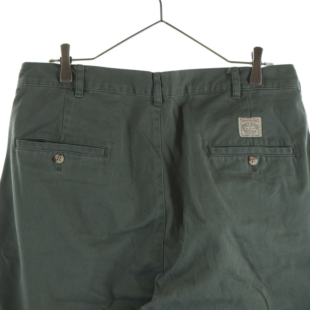 POLO RALPH LAUREN(ポロラルフローレン) 90s USA製 スクエアタグ 2タック チノパンツ カーキ