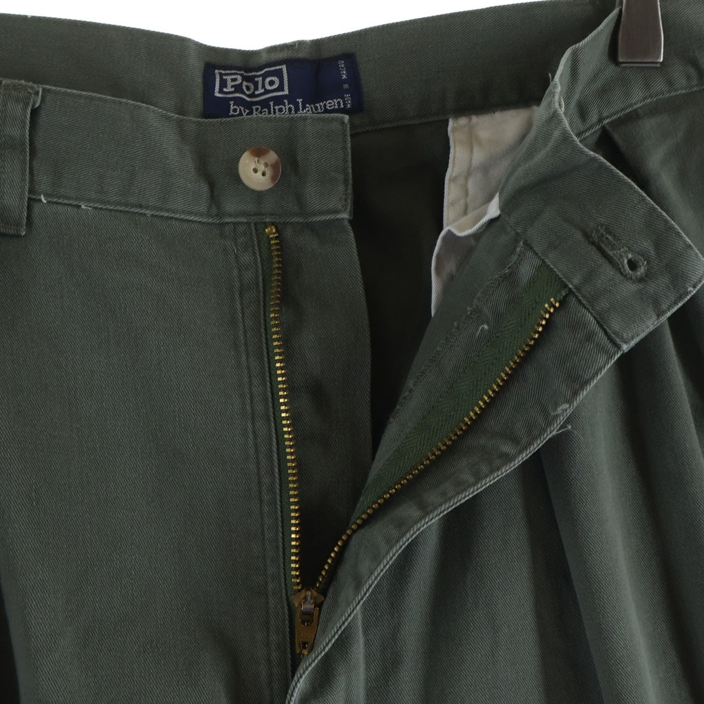 POLO RALPH LAUREN(ポロラルフローレン) 90s USA製 スクエアタグ 2タック チノパンツ カーキ