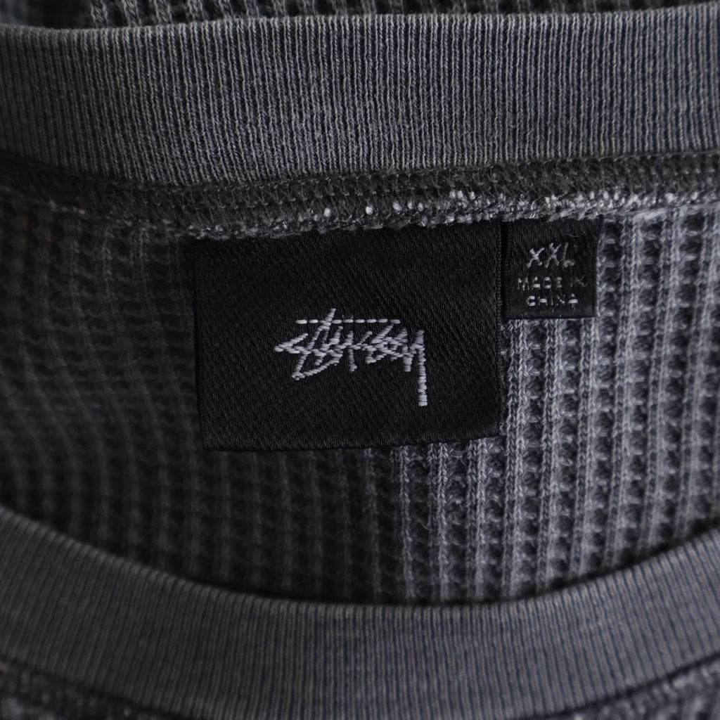 STUSSY(ステューシー) BASIC THERMAL L/S ベーシック ワッフル サーマル 長袖Tシャツ グレー