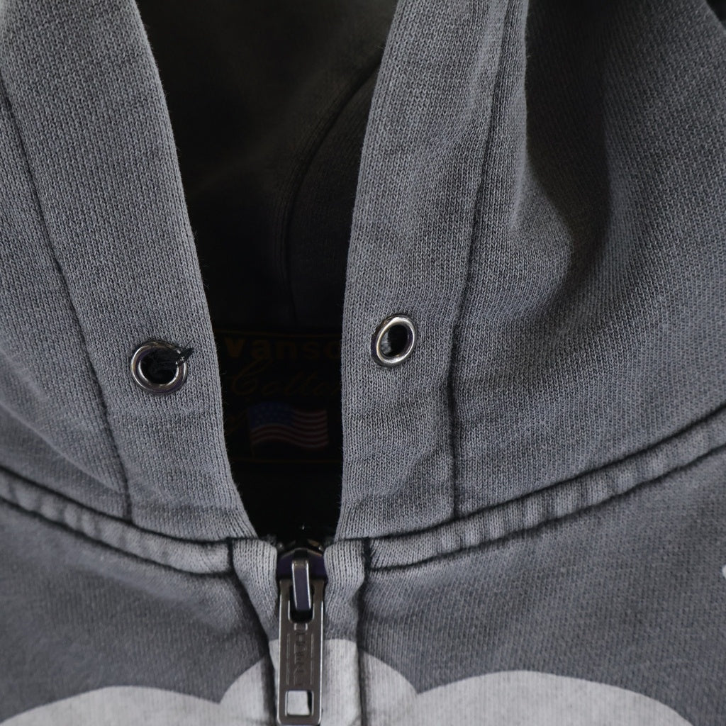 VANSON(バンソン) 50th ANNIVERSARY BONE ZIP HOODIE 50周年記念 ボーン ジップアップ プルオーバースウェットパーカー グレー