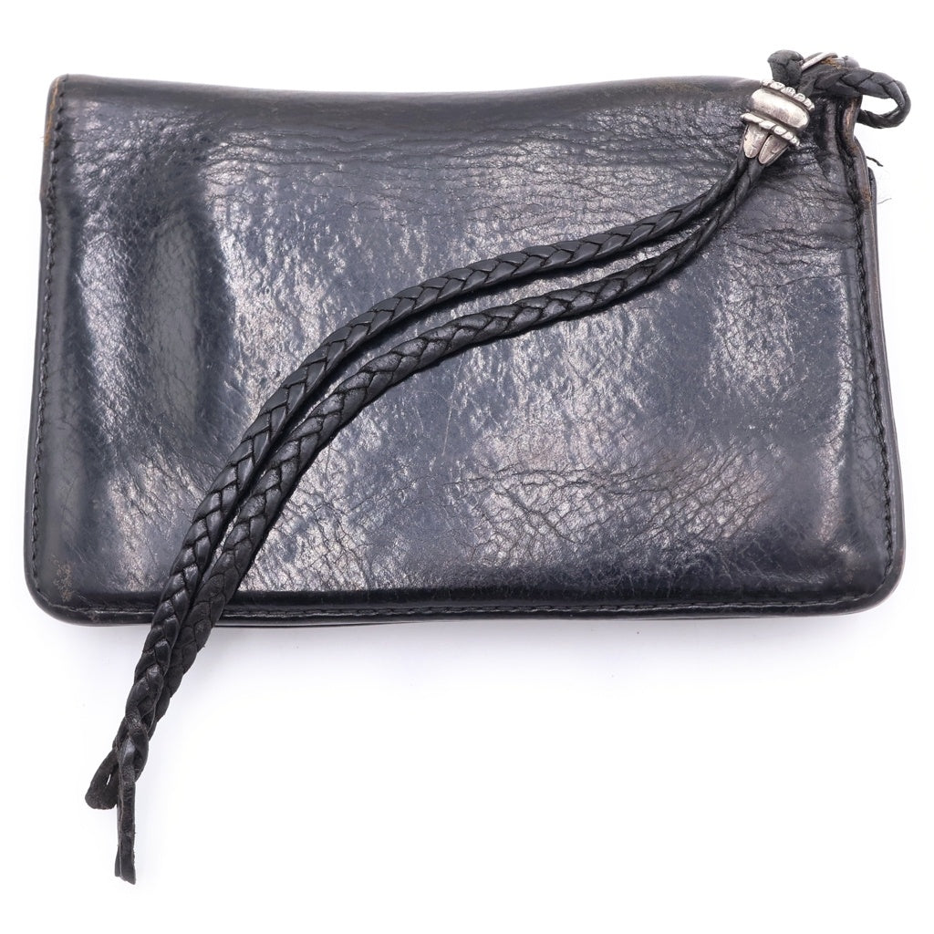 CHROME HEARTS(クロムハーツ) 2ZIP STRAP 2ジップストラップ クロスボールボタンレザーウォレット 財布 ブラック